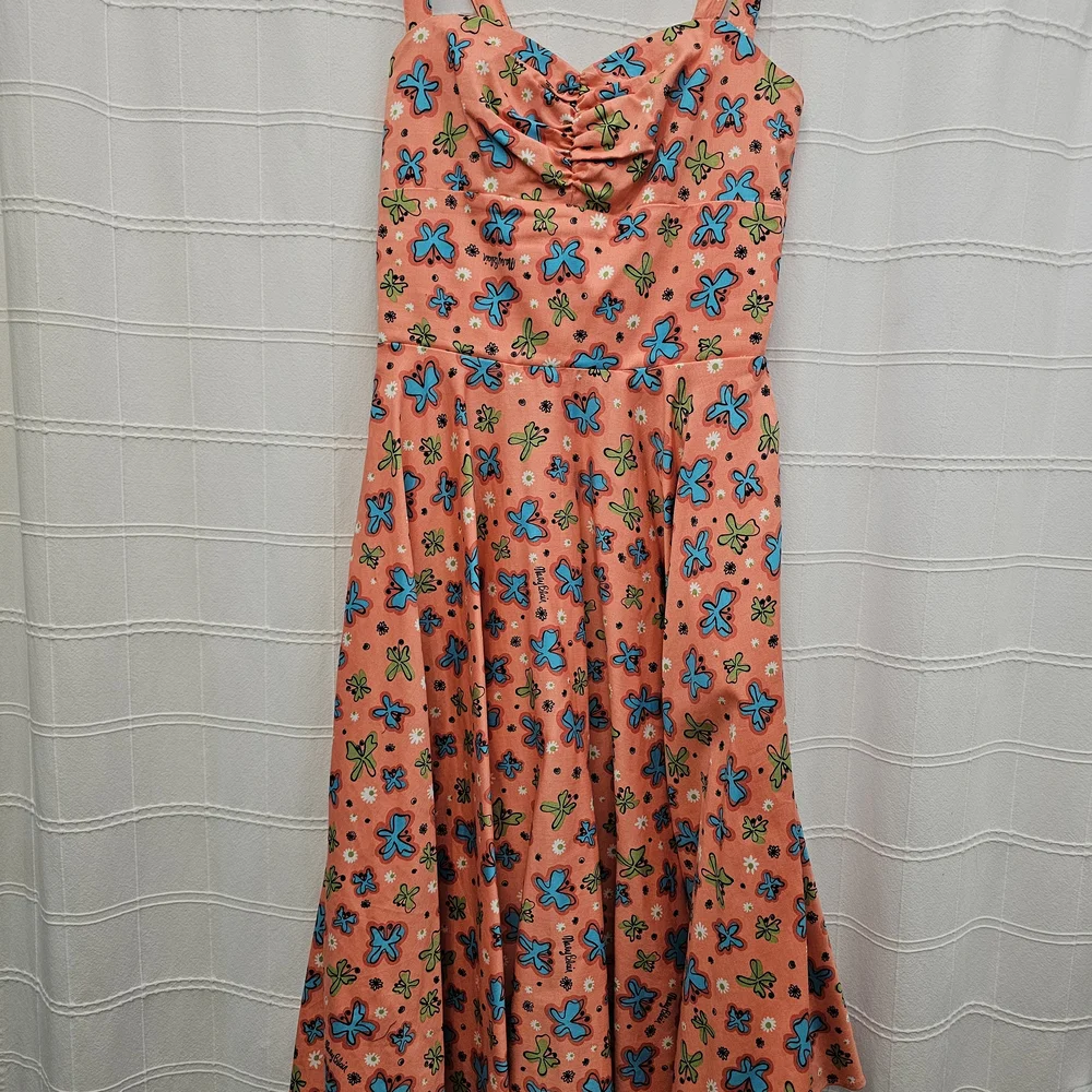 Pinup Couture Coral Butterfly Midi Dress - Picture 2 of 4